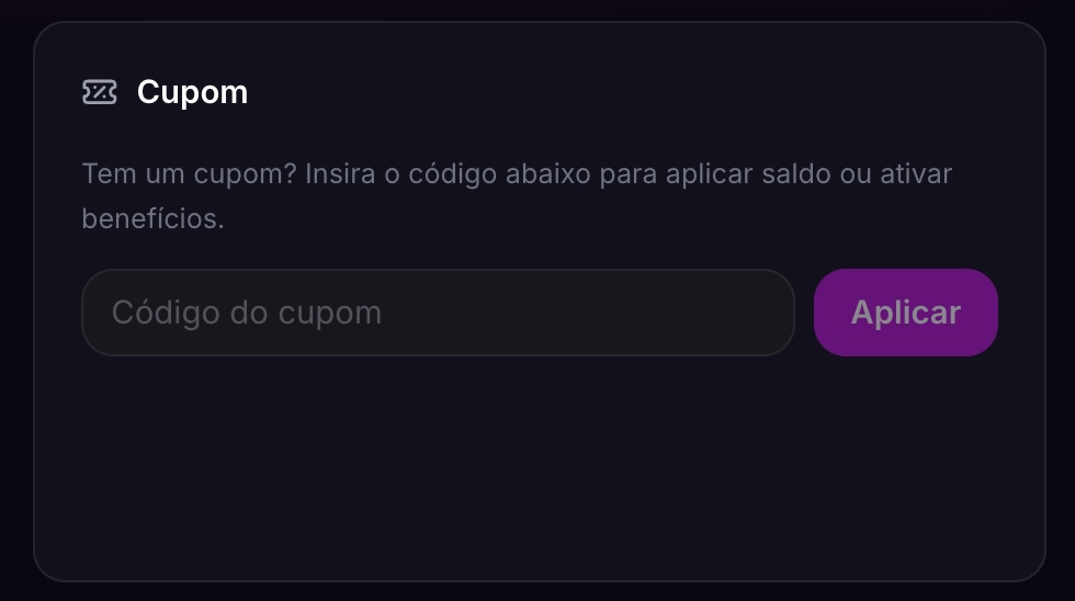 Aba de cupom 7DIAS na Ezfy
