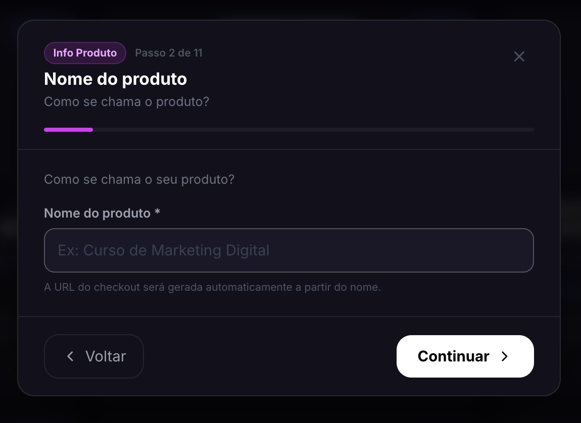 Cadastro do nome do produto na Ezfy
